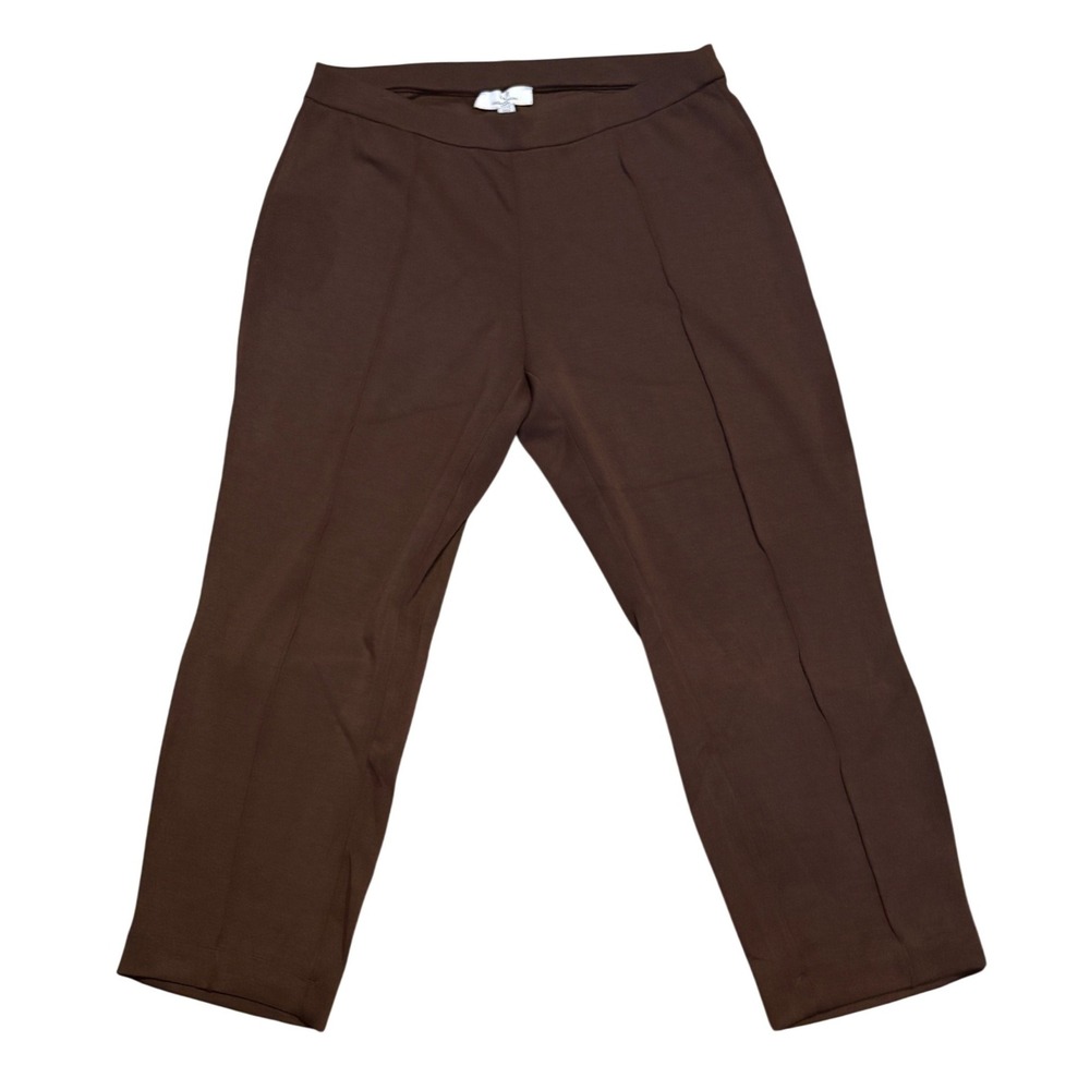 Magaschoni Woman Pants Women 1X Brown Excellent Pull On Stitched Crease Trousers